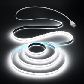 USB Led Light Strip COB Led Strip Lights 5V Daylight Cold White 6000K 3.28FT 320Leds Flexible TV Led Lights USB Powered 1M for Under Cabinet Kitc