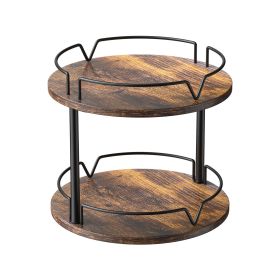 Lazy Susan Wood Rotating Spice Rack 12" 2-Tier for Kitchen