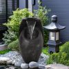 Backyard Water Fountain â€“ 21.5' Tall Floor Standing Fountain, Indoor/Outdoor Modern Two-Tier Waterfall for Garden, Patio, or Yard DÃ©cor