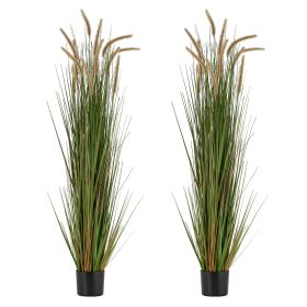 Artificial Grass Plant, 2 Pack 59 inch Horsetail Reed Grass in Pot