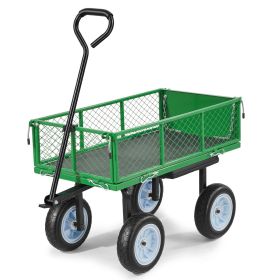 Garden Cart with Seat, 500 LBS, Rolling Steel Garden Work Seat with Wheels, Heavy Duty Gardening Stool, with Tool Tray & Adjustable Handle