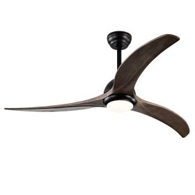 52" Solid Wood Blades Ceiling Fan, Indoor Ceiling Fan With Light with Remote Control, Noiseless Reversible Motor, 6 Speed ,3 Color