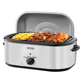 Roaster Oven, 24QT Electric Turkey Roaster Oven, 150-450 Fahrenheit Adjustable Temp Electric Roasting Pan with 3 Bin Buffet Server, Self-Basting