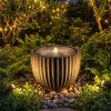 17.5" Gray Stone Sphere Water Fountain with 6 LED Lights Indoor Outdoor Water Feature