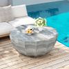 35.43" Modern Outdoor and Indoor Waterproof Coffee Table, Durable MgO Cement Design, Suitable for Terraces, Gardens