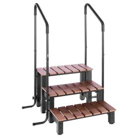 Hot Tub Steps with Handrail, 3-Step Spa Outdoor Stairs, Heavy Duty 25.2 inch Wide Above-Ground/Inflatable Pool Ladder with 550 lbs Weight Capacit