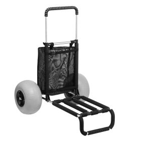 Beach Dolly with Big Wheels for Sand, 29.9" x 15.4" Cargo Deck, w/ 12" Balloon Wheels