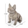 DOG GARDEN SCULPTURE, Outdoor French Bulldog Garden Statue, Gray, No Assembly Required