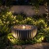 18" Round Sphere Water Fountain with 6 LED Lights Gray Resin Indoor Outdoor Water Feature