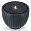 17.5" Gray Stone Sphere Water Fountain with 6 LED Lights Indoor Outdoor Water Feature