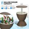 Outdoor Cooler Table, Height-Adjustable Outdoor Cool Bar w/ 8 Gallon Beer and Wine Cooler