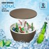Outdoor Cooler Table, Height-Adjustable Outdoor Cool Bar w/ 8 Gallon Beer and Wine Cooler