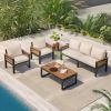 GO 4-Piece Outdoor Furniture Sofa Set for 5 People with Acacia Wood Armrests
