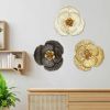 3 Pcs Metal Flower Wall Art Set 10 Inch Rustic Modern Floral Sculpture 3D Metal Flower Wall Hanging Accent for Indoor Living Room Bedroom Kitchen Bath