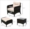 5 Pieces  Lounge Chair Outdoor Patio Conversation Set with 2 Cushioned Chairs, 2  Tempered Glass Top Coffee Table