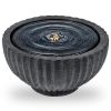 18" Round Sphere Water Fountain with 6 LED Lights Gray Resin Indoor Outdoor Water Feature