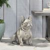DOG GARDEN SCULPTURE, Outdoor French Bulldog Garden Statue, Gray, No Assembly Required