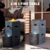 Propane Fire Pit Table with Fountain, 15,000 BTU Outdoor Gas Fire Table with LED Light Adjustable Water Flow
