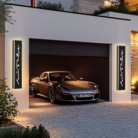 2 Pack 24/32/40/48/60in LED Outdoor Wall Lights Black Outside Garage Lights Porch Light (size: 32inch)